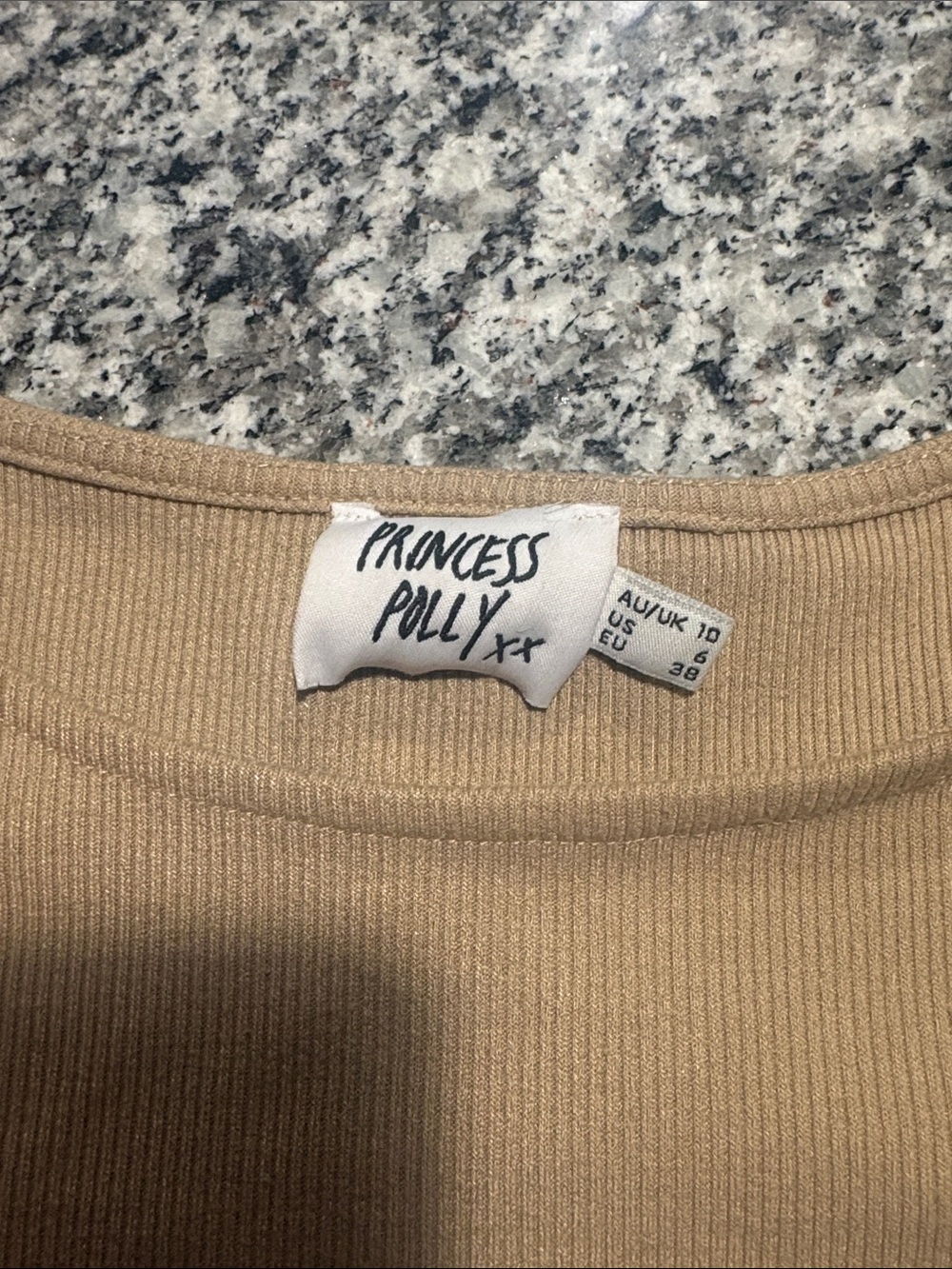 Princess Polly Tan Ribbed Crop - Picture 3 of 3